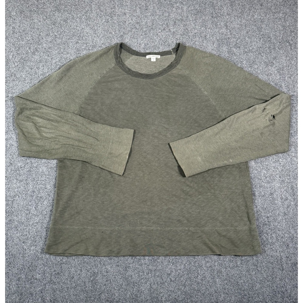 James Perse Pullover Mens 3 Large Green Vintage French Terry Sweatshirt Crew
